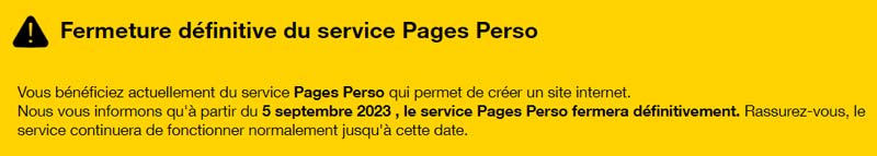 Fermeture pages perso orange
