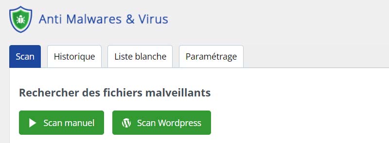 scan anti virus et malwares WordPress